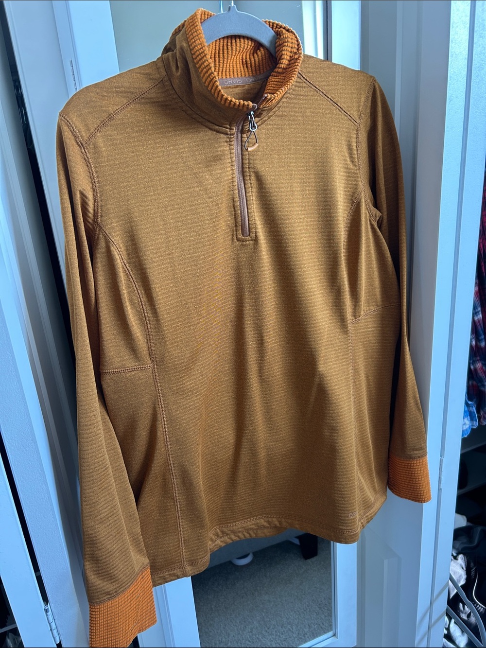 Orvis Women's Zip-Up Sweater in Mustard